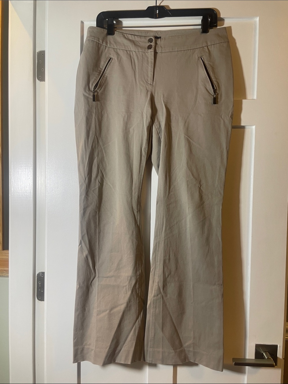 Alfani Tan Boot-Cut Stretch Pants with Zip Pockets
